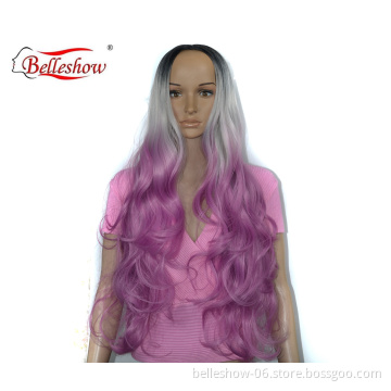 Hot sell colored animation wig head set COSPLAY wig head set long curly hair split wig head set